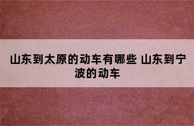 山东到太原的动车有哪些 山东到宁波的动车